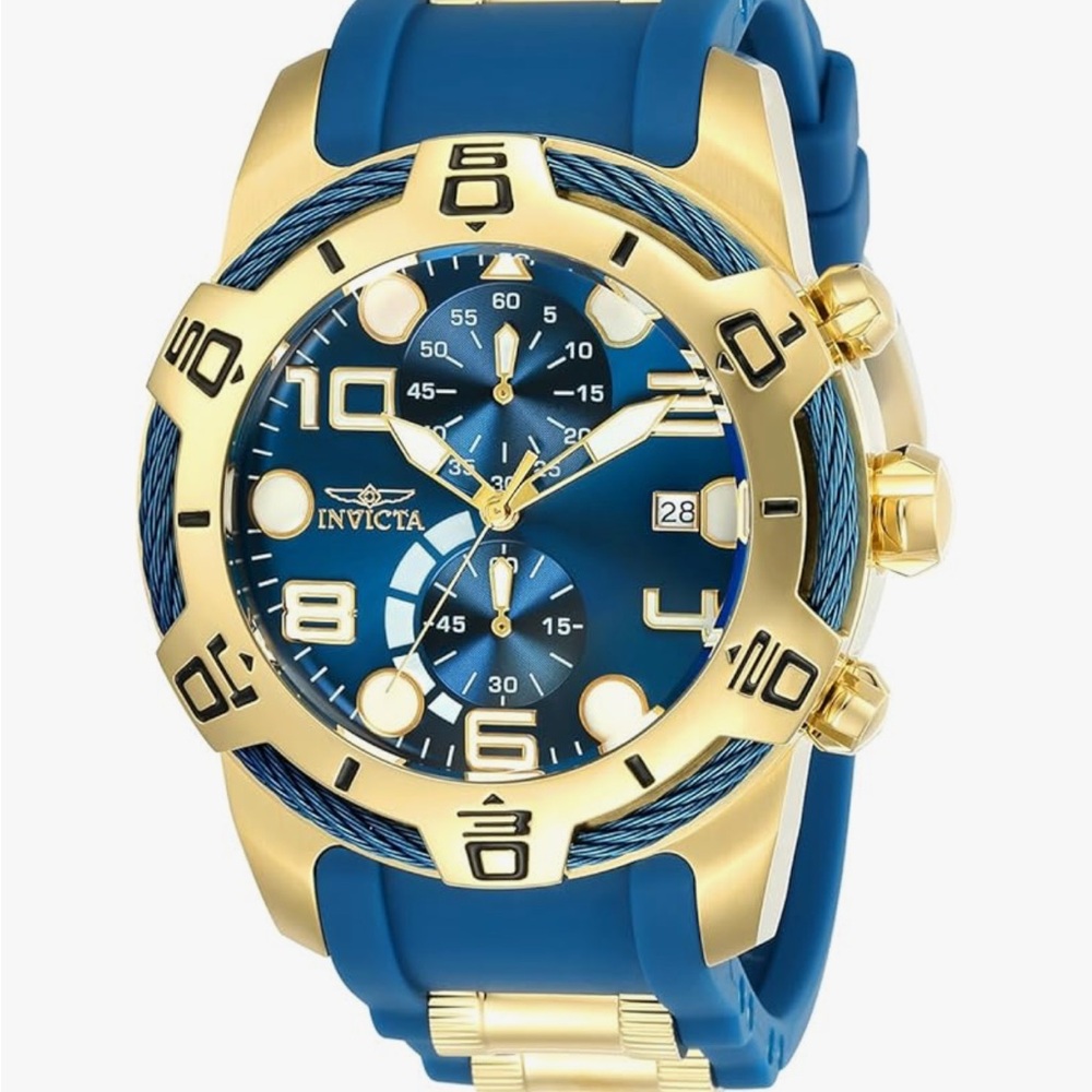 NEW! It has never been used !!
Invicta Gold and Blue Chronograph Watch